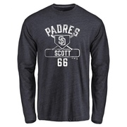 Men's San Diego Padres Tanner Scott ＃66 Base Runner Long Sleeve T-Shirt - Navy