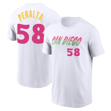 Men's San Diego Padres Wandy Peralta ＃58 2022 City Connect Name & Number T-Shirt - White