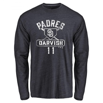 Men's San Diego Padres Yu Darvish ＃11 Base Runner Long Sleeve T-Shirt - Navy