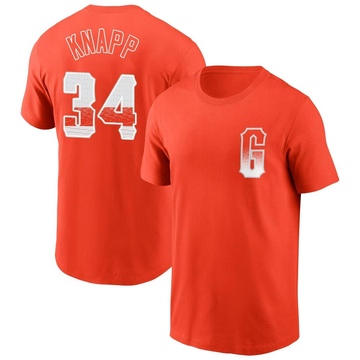 Men's San Francisco Giants Andrew Knapp ＃34 City Connect Name & Number T-Shirt - Orange