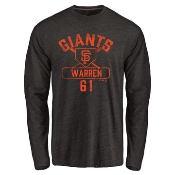 Men's San Francisco Giants Austin Warren ＃61 Base Runner Long Sleeve T-Shirt - Black