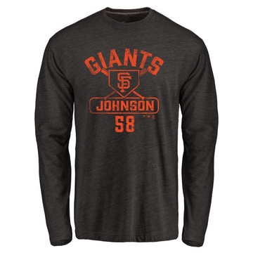 Men's San Francisco Giants Bryce Johnson ＃58 Base Runner Long Sleeve T-Shirt - Black