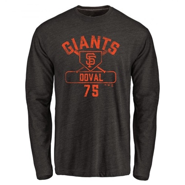 Men's San Francisco Giants Camilo Doval ＃75 Base Runner Long Sleeve T-Shirt - Black