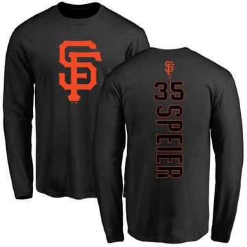 Men's San Francisco Giants Chris Speier ＃35 Backer Long Sleeve T-Shirt - Black