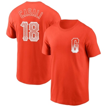 Men's San Francisco Giants Curt Casali ＃18 City Connect Name & Number T-Shirt - Orange