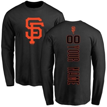 Men's San Francisco Giants Custom ＃00 Backer Long Sleeve T-Shirt - Black