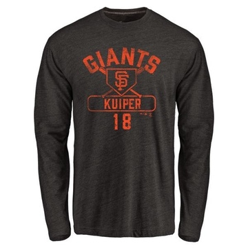 Men's San Francisco Giants Duane Kuiper ＃18 Base Runner Long Sleeve T-Shirt - Black