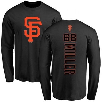 Men's San Francisco Giants Erik Miller ＃68 Backer Long Sleeve T-Shirt - Black