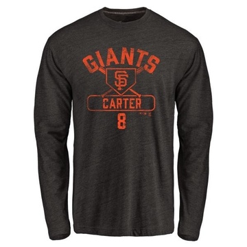 Men's San Francisco Giants Gary Carter ＃8 Base Runner Long Sleeve T-Shirt - Black