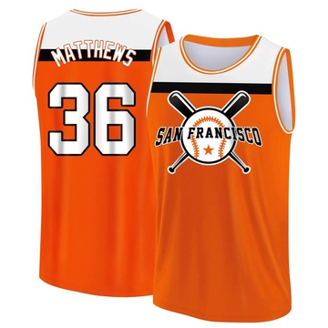 Men's San Francisco Giants Gary Matthews ＃36 Legend Baseball Tank Top - Orange/White