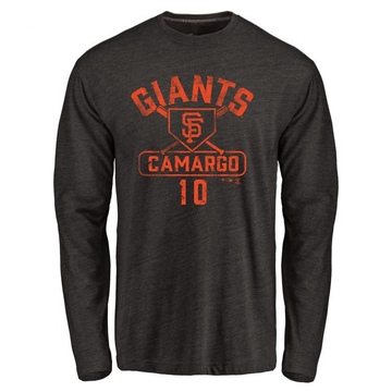 Men's San Francisco Giants Johan Camargo ＃10 Base Runner Long Sleeve T-Shirt - Black