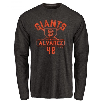 Men's San Francisco Giants Jose Alvarez ＃48 Base Runner Long Sleeve T-Shirt - Black