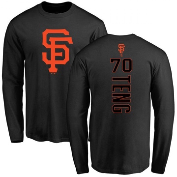 Men's San Francisco Giants Kai-Wei Teng ＃70 Backer Long Sleeve T-Shirt - Black