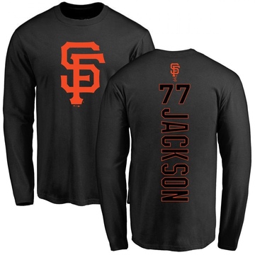 Men's San Francisco Giants Luke Jackson ＃77 Backer Long Sleeve T-Shirt - Black