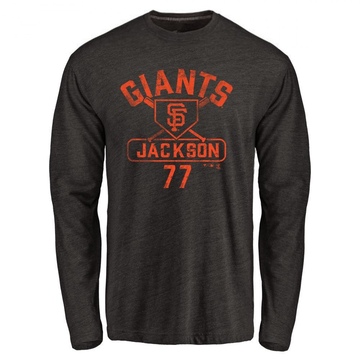 Men's San Francisco Giants Luke Jackson ＃77 Base Runner Long Sleeve T-Shirt - Black