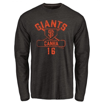 Men's San Francisco Giants Mark Canha ＃16 Base Runner Long Sleeve T-Shirt - Black