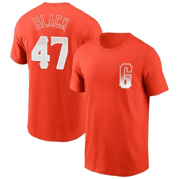 Men's San Francisco Giants Mason Black ＃47 City Connect Name & Number T-Shirt - Orange