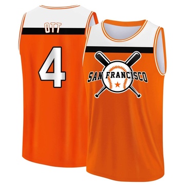 Men's San Francisco Giants Mel Ott ＃4 Legend Baseball Tank Top - Orange/White