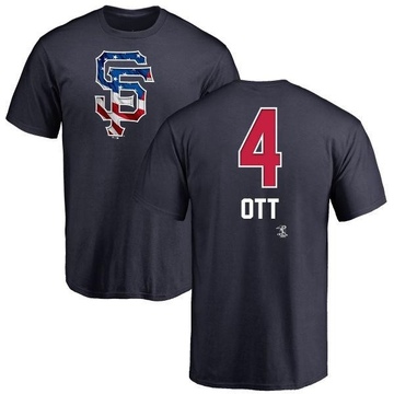 Men's San Francisco Giants Mel Ott ＃4 Name and Number Banner Wave T-Shirt - Navy