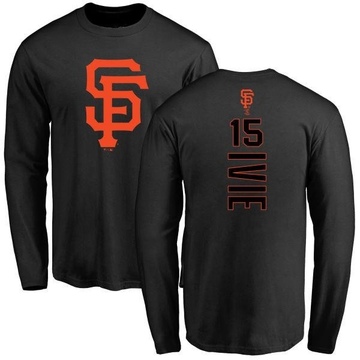 Men's San Francisco Giants Mike Ivie ＃15 Backer Long Sleeve T-Shirt - Black