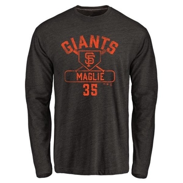 Men's San Francisco Giants Sal Maglie ＃35 Base Runner Long Sleeve T-Shirt - Black