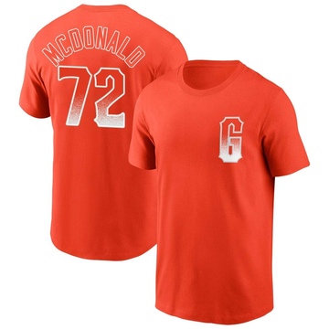 Men's San Francisco Giants Trevor Mcdonald ＃72 City Connect Name & Number T-Shirt - Orange