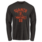 Men's San Francisco Giants Willie Montanez ＃22 Base Runner Long Sleeve T-Shirt - Black