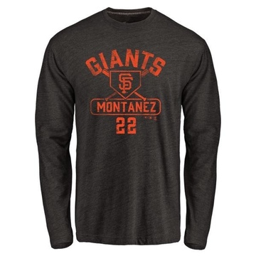 Men's San Francisco Giants Willie Montanez ＃22 Base Runner Long Sleeve T-Shirt - Black