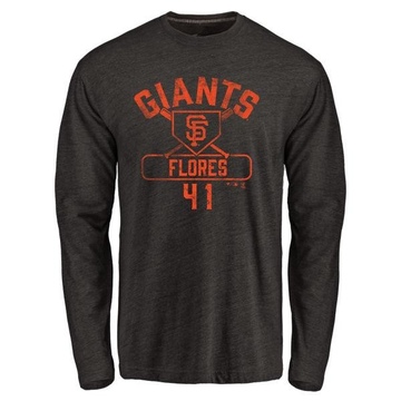 Men's San Francisco Giants Wilmer Flores ＃41 Base Runner Long Sleeve T-Shirt - Black