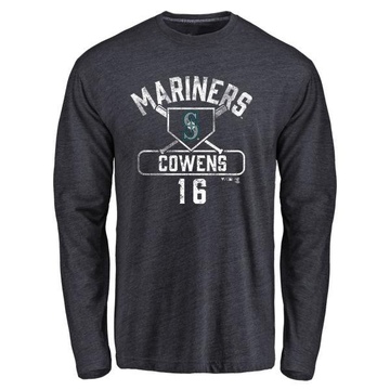 Men's Seattle Mariners Al Cowens ＃16 Base Runner Long Sleeve T-Shirt - Navy