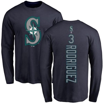 Men's Seattle Mariners Alex Rodriguez ＃3 Backer Long Sleeve T-Shirt - Navy