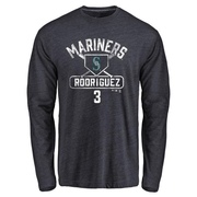 Men's Seattle Mariners Alex Rodriguez ＃3 Base Runner Long Sleeve T-Shirt - Navy