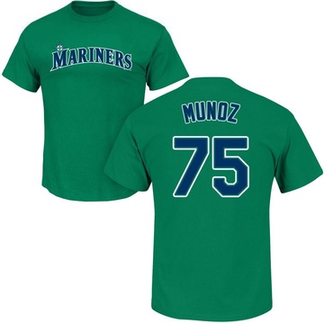 Men's Seattle Mariners Andres Munoz ＃75 Roster Name & Number T-Shirt - Green