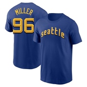 Men's Seattle Mariners Andrew Miller ＃96 2023 City Connect Name & Number T-Shirt - Royal