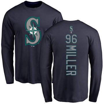 Men's Seattle Mariners Andrew Miller ＃96 Backer Long Sleeve T-Shirt - Navy