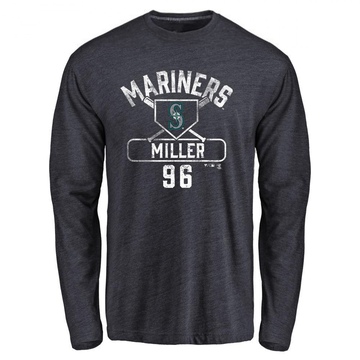 Men's Seattle Mariners Andrew Miller ＃96 Base Runner Long Sleeve T-Shirt - Navy