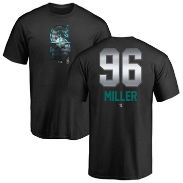 Men's Seattle Mariners Andrew Miller ＃96 Midnight Mascot T-Shirt - Black