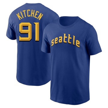 Men's Seattle Mariners Austin Kitchen ＃91 2023 City Connect Name & Number T-Shirt - Royal