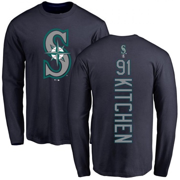 Men's Seattle Mariners Austin Kitchen ＃91 Backer Long Sleeve T-Shirt - Navy