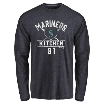 Men's Seattle Mariners Austin Kitchen ＃91 Base Runner Long Sleeve T-Shirt - Navy