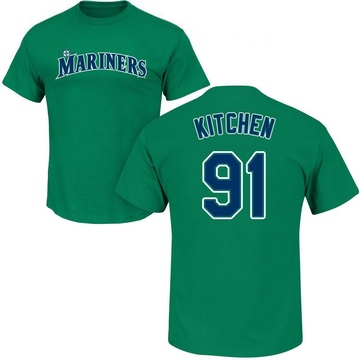 Men's Seattle Mariners Austin Kitchen ＃91 Roster Name & Number T-Shirt - Green