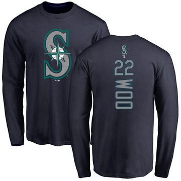 Men's Seattle Mariners Bryan Woo ＃22 Backer Long Sleeve T-Shirt - Navy