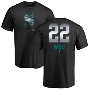 Men's Seattle Mariners Bryan Woo ＃22 Midnight Mascot T-Shirt - Black