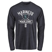 Men's Seattle Mariners Cade Marlowe ＃2 Base Runner Long Sleeve T-Shirt - Navy