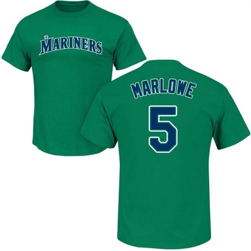 Men's Seattle Mariners Cade Marlowe ＃5 Roster Name & Number T-Shirt - Green