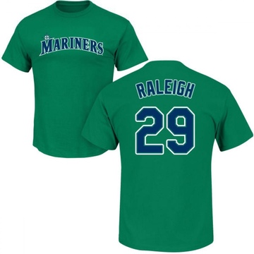 Men's Seattle Mariners Cal Raleigh ＃29 Roster Name & Number T-Shirt - Green