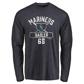 Men's Seattle Mariners Casey Sadler ＃65 Base Runner Long Sleeve T-Shirt - Navy