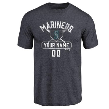 Men's Seattle Mariners Custom ＃00 Base Runner T-Shirt - Navy