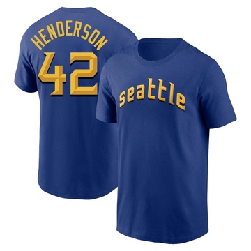 Men's Seattle Mariners Dave Henderson ＃42 2023 City Connect Name & Number T-Shirt - Royal