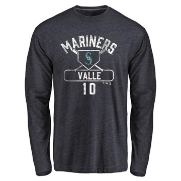 Men's Seattle Mariners Dave Valle ＃10 Base Runner Long Sleeve T-Shirt - Navy